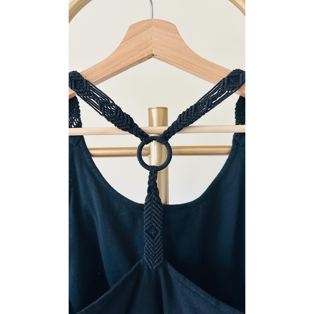 Lauren Ralph Lauren Vintage Black Macrame Racerback Tank XL Cotton Blend Solid - Picture 5 of 7